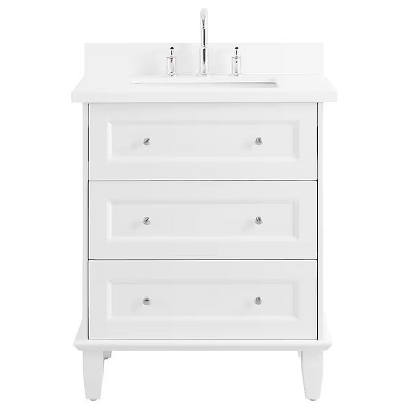 Nora White 30" Single Vanity with Pure White Quartz Top