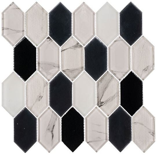 Pascal Adobe Collection Elongated hexagon glass mosaic PAB-71014 Nicolette