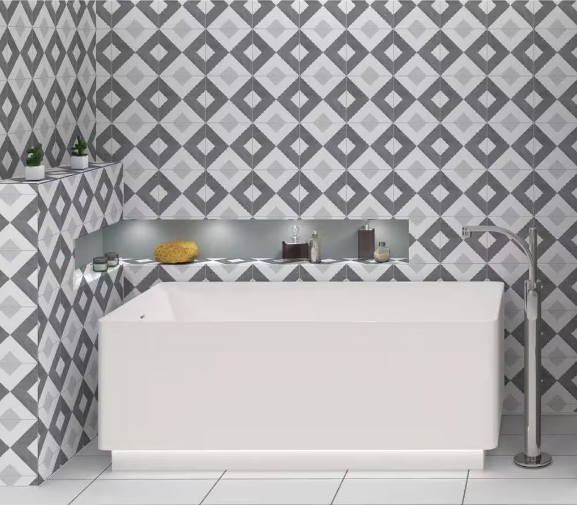 Retro Nueve V Cut 9219 Pattern Tile bathroom wall tiles install