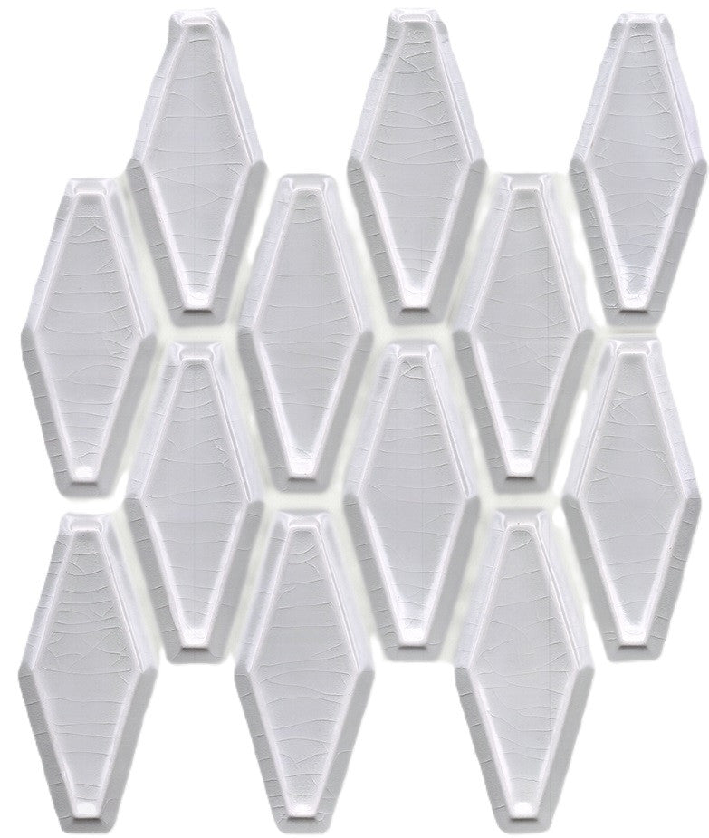 Chateau Series Fillory Pattern SSE-861 Crackle White Glossy Ceramic Tile Mosaic