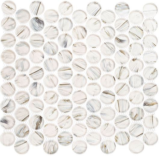 Spheres Collection Penny Round Glass Mosaic Tile SRS-3801 Crushed Ice
