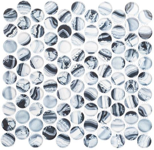 Tile Sphere Blue Penny Round Glass Mosaic Tile – Spheres Blueberry SRS-3805 – Tile ...