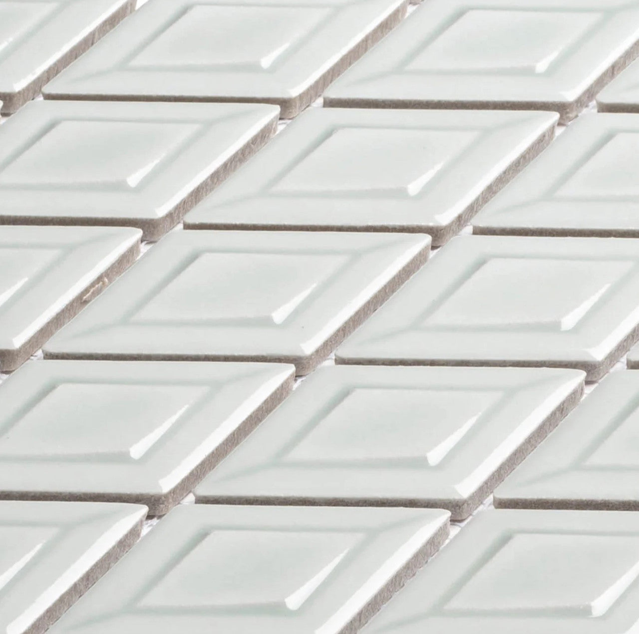 Tetragon Series 3D Diamond Shape Porcelain Mosaic TET-6332 Logan Side View