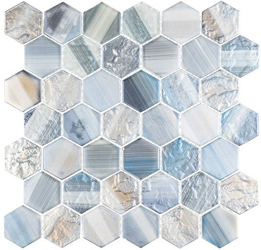 UPB-2104 Lido Down Uptown Beach Glass hexagon Mosaic