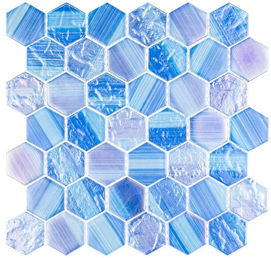 UPB-2105 Havanna Sky Uptown Beach Glass Hexagon mosaic tile