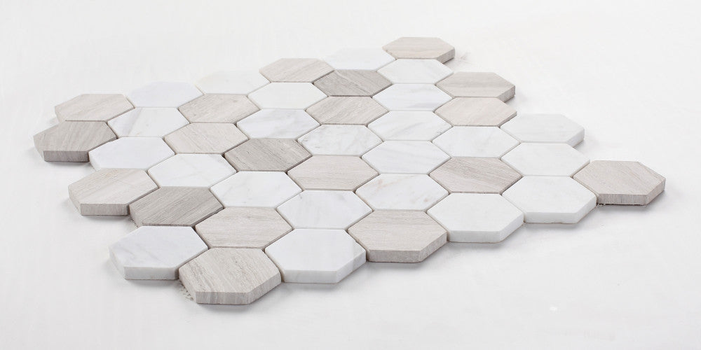 UT-124 Volkas Haisa Marble Hexagon Mosaic Angle View