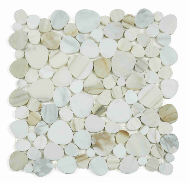 UT-3612 Calacatta Gold Honed Sliced Pebble Mosaic