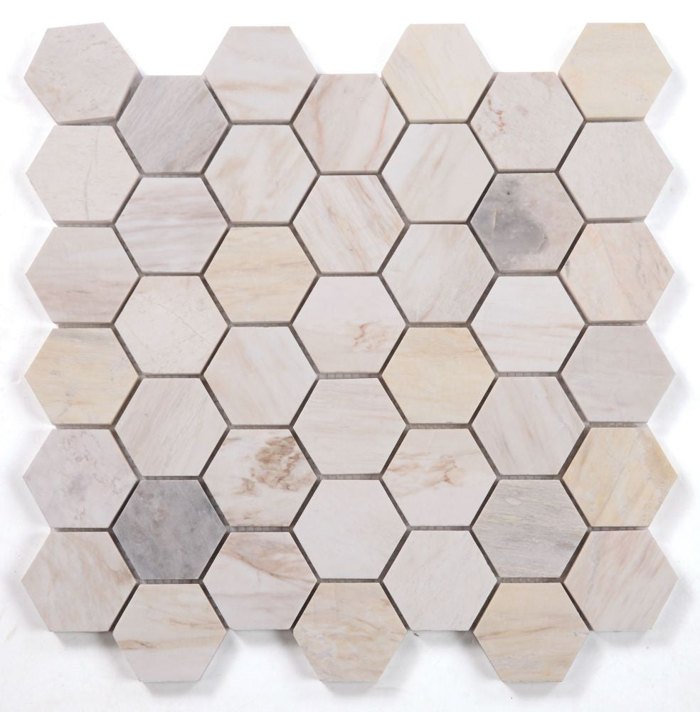 UT-3728 Eurasian Polished 2 x 2 Hexagon Marble Mosaic