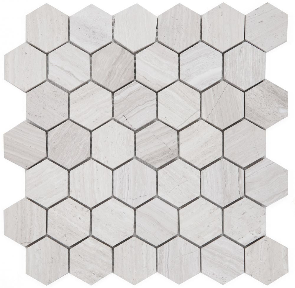 UT-372 Wooden Grey 2 x 2 Honed Marble Mosaic tile