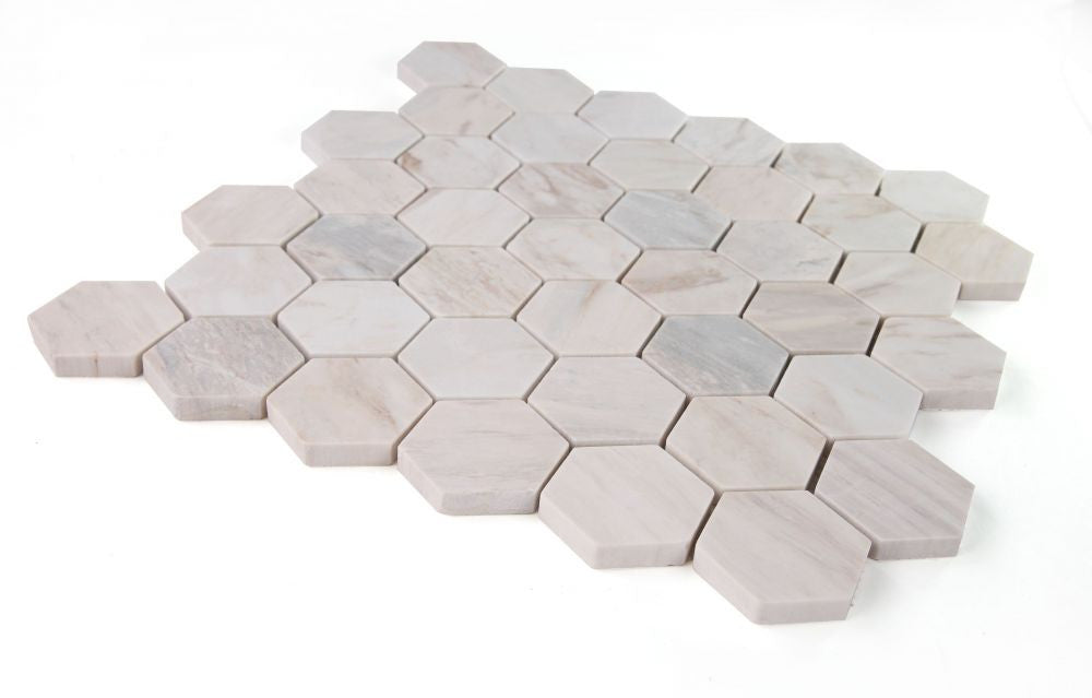 UT-3730 Eurasian Honed 2 x 2 Hexagon Marble Mosaic Angle View