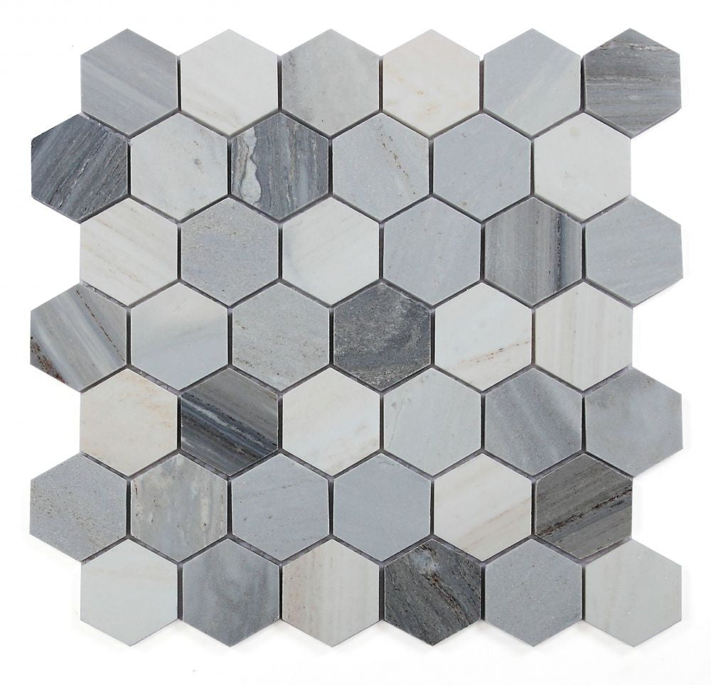 UT-4098 Italian Blue 2 x 2 Hexagon Marble Mosaic
