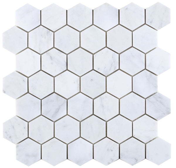 UT-603 Carrara Polished Marble Hexagon 2 x 2
