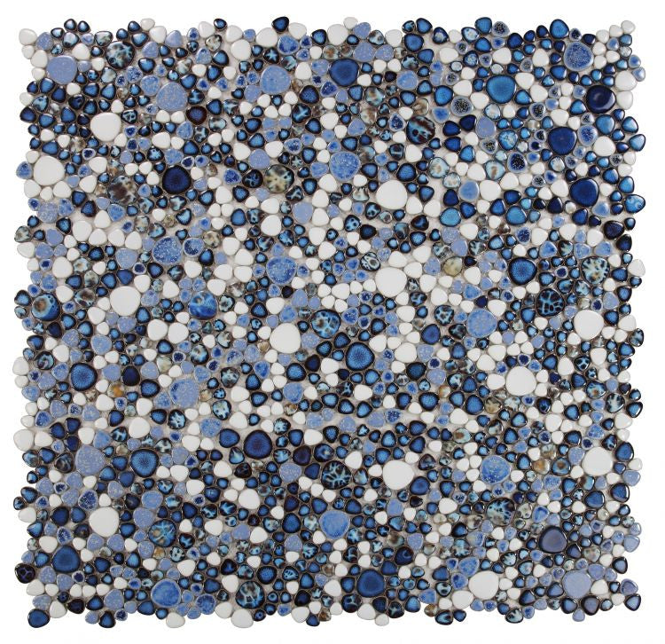 UT-731 Royal Blue Pebble Mosaic Tile 9 sheets together