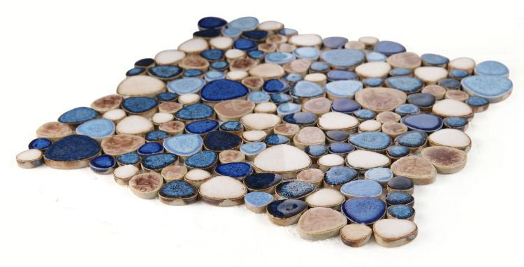 UTO-1092 Seaside Pebble Mosaic Tile Angle View