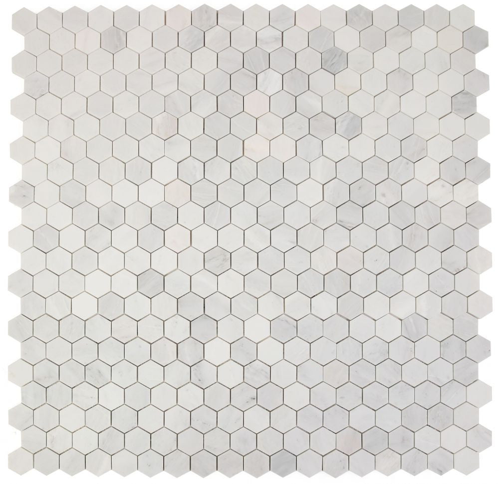 UTO-1129 White Polished 2 x 2 Hexagon Marble Mosaic 9 sheets together
