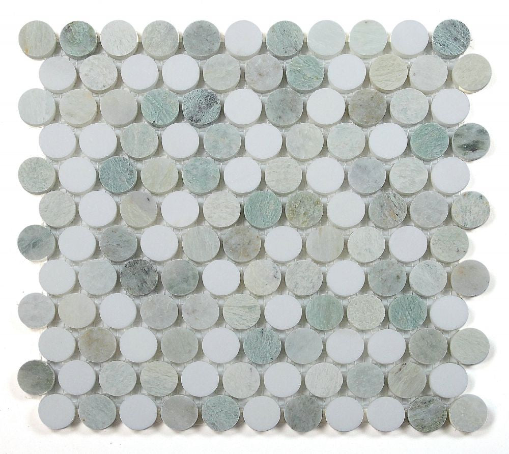 UT-3934 Green Penny Round Marble Mosaic
