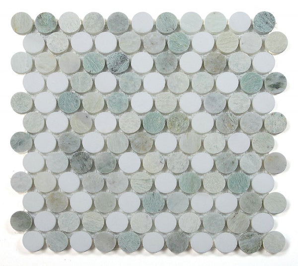 UT-3934 Green Penny Round Marble Mosaic