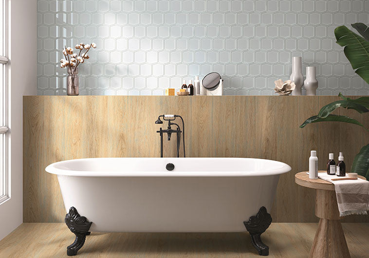 Wexille Hall Hexagon Ceramic Field Tile WXH-4604 Vague Sky bathroom wall tile