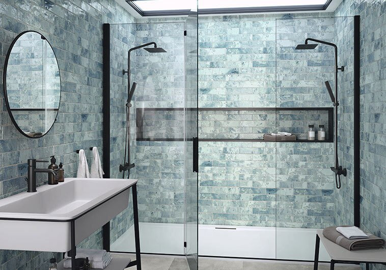 Bella Glass Tiles Rain Drops Teal Sky RD263 Ceramic Subway