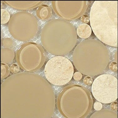 Bubble Series Random Circles Sable Brown glass and stone mosaic sample