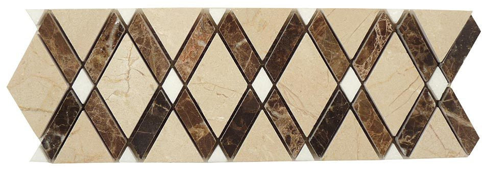 Diamond Series Marble Tile Listello Crema Marfil Emperador Dark Thassos White DS-560L