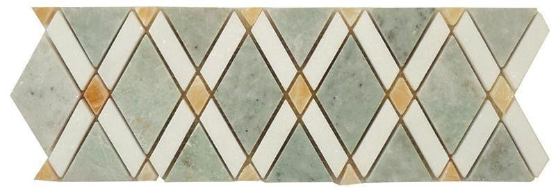 Diamond Series Marble Tile Listello Ming Green Thassos White Honey Onyx DS-580L marble mosaic listello