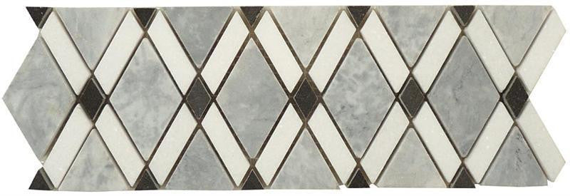 Diamond Series Marble Tile Listello Mugworth Thassos White Basalt DS-570L
