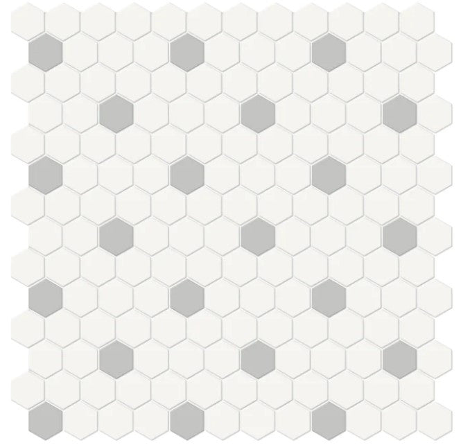 Anatolia Soho Mosaic Tile 1" hexagon with loft grey insert 4501-0450-0