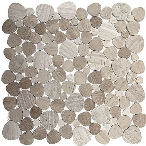 Holy Trail HT-148 marble mosaic Nahal Yarkon wooden gray marble pebble tile