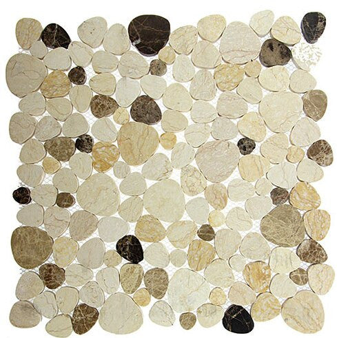 Holy Trail HT-149 marble mosaic Mount Zion cream and brown pebble marble tile
