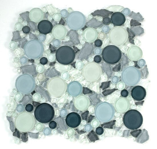 Lagoon Series LG805 Dawn Blend blue tone glass mosaic tile