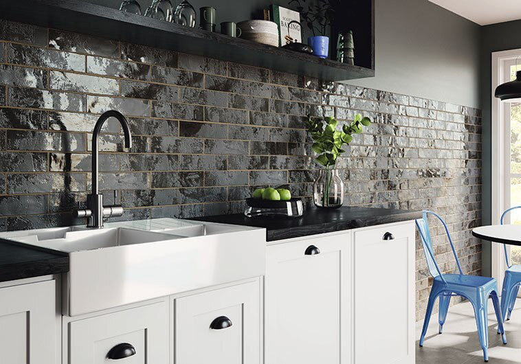 Rain Drops Raven Shower RD-264 Gray Ceramic Subway kitchen backsplash