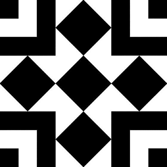 Retro Nueve Checkers Block Encaustic Look 9213 diamond and square black and white tile