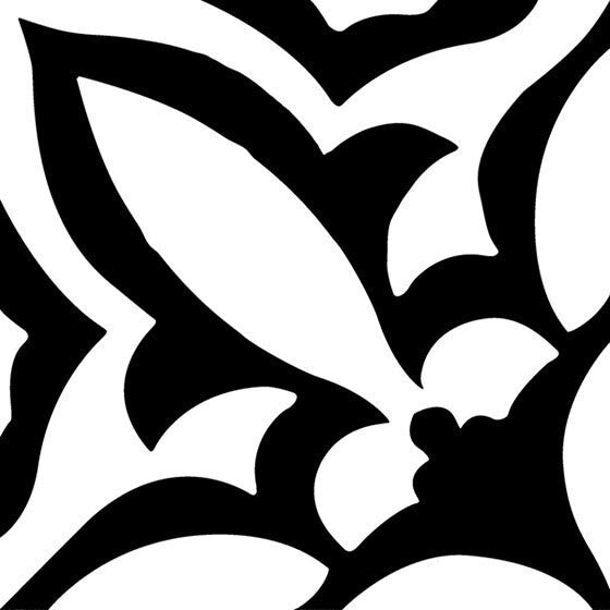 Retro Nueve Fleur Noir Encaustic Look 9214 black and white floral tile
