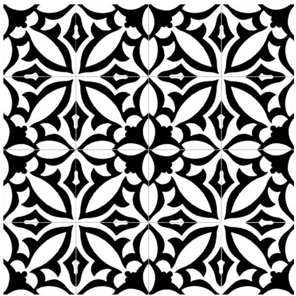Retro Nueve Fleur Noir Encaustic Look 9214 black and white tile patttern