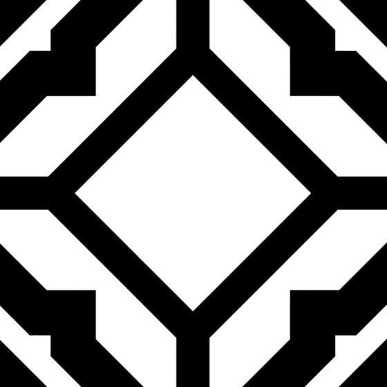 Retro Nueve Radiant Frame Encaustic Look 9208 single black and white tile
