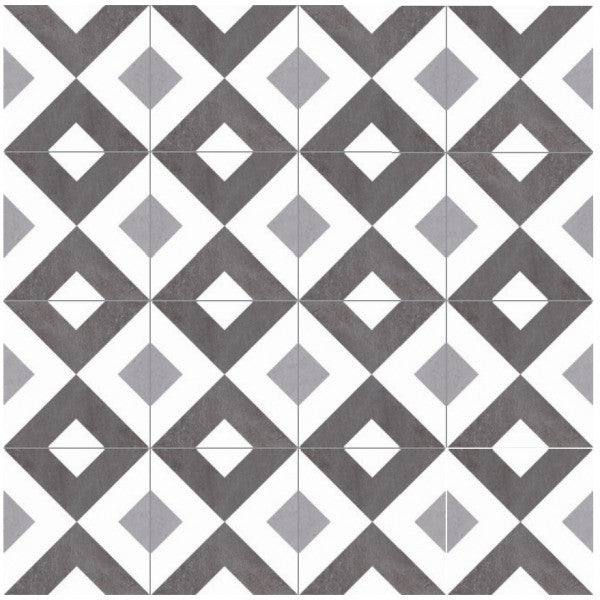 Retro Nueve 9219 V Cut Encaustic Look gray tone diamond pattern tiles
