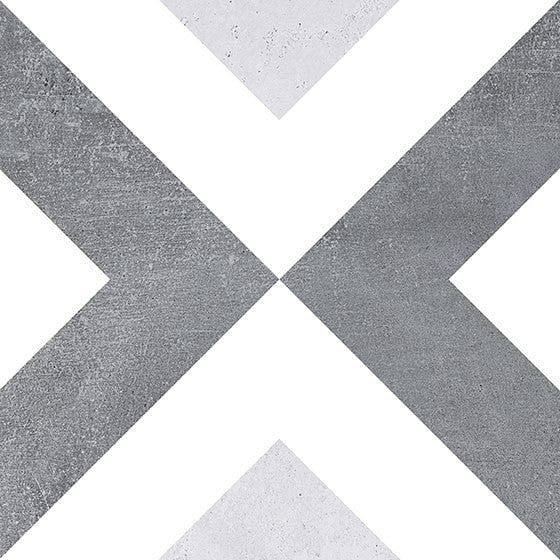 Retro Nueve 9219 V Cut Encaustic Look Single Tile gray tone diamond shapes