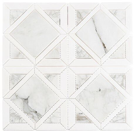 Bella Glass Tiles Wright Windows Series WRW-103 Late Mist Statuario marble look